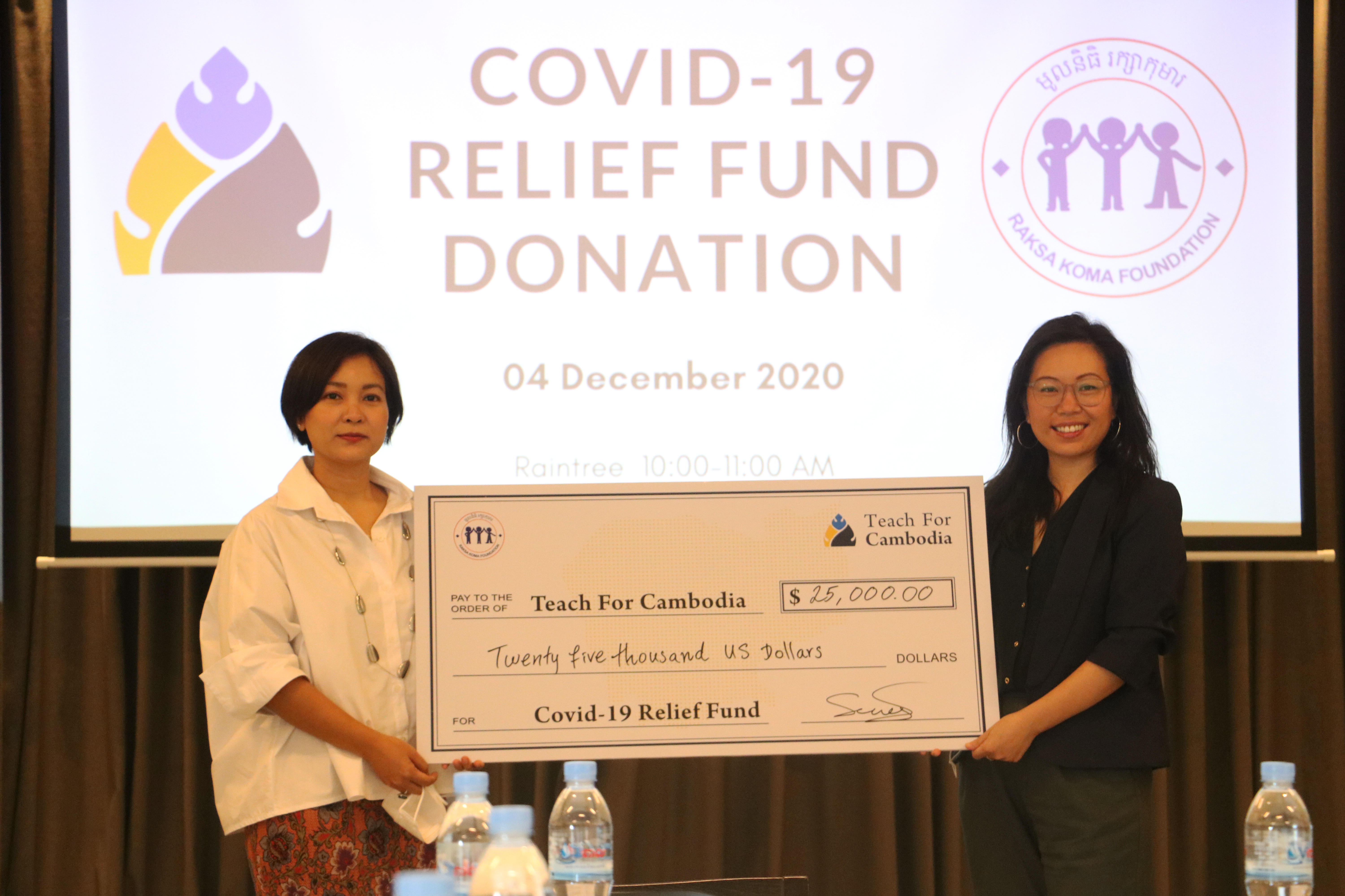 Her Excellency Chea Serey, Founder of Raksa Koma Foundation, made a $25,000 donation to Teach For Cambodia